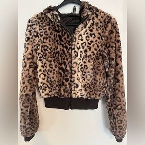 Faux fur bomber jacket